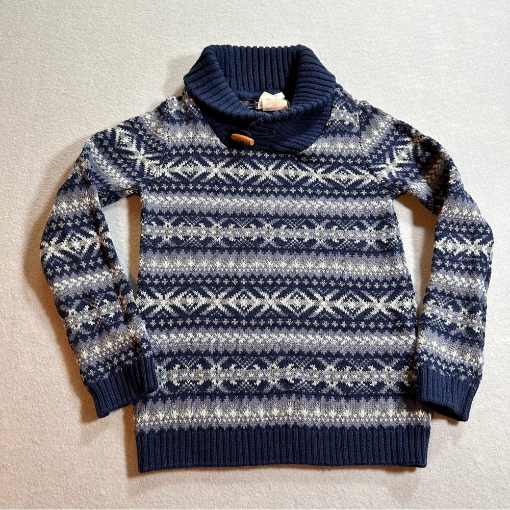 Rorie Whelan Toddler Boys 4T Knit Pullover Sweater Navy Blue‎ Gray 100% Cotton